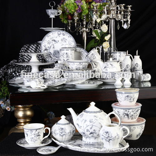 Elegant Ceramic Soup Bowls with Lids of Nocturne